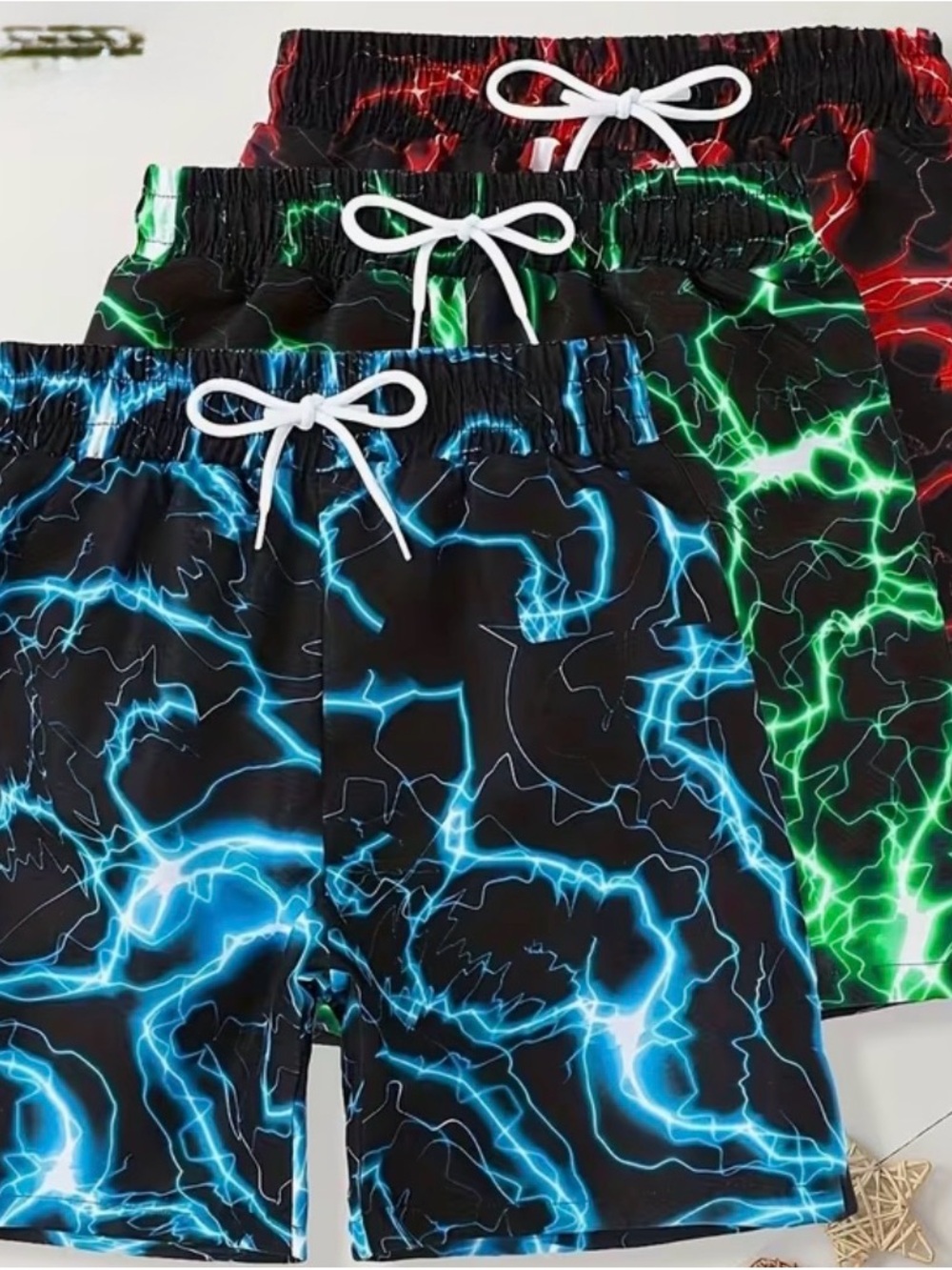 Boys Electric Lightning Quick Dry Swim Shorts - Blue, Green, Red